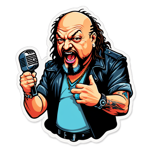 Paul Di'Anno: O Glorie a Heavy Metalului - Sticker Vintage cu Microfon În Stilul Anilor '80!