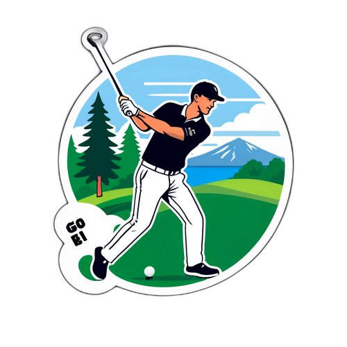 Actionfylld golfklistermärke med Scottie Scheffler