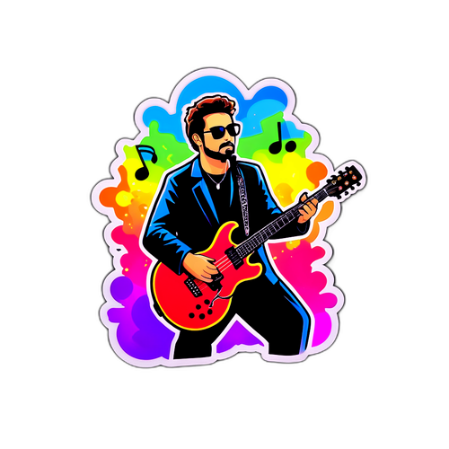 Музикант на сцені зі світловим шоу