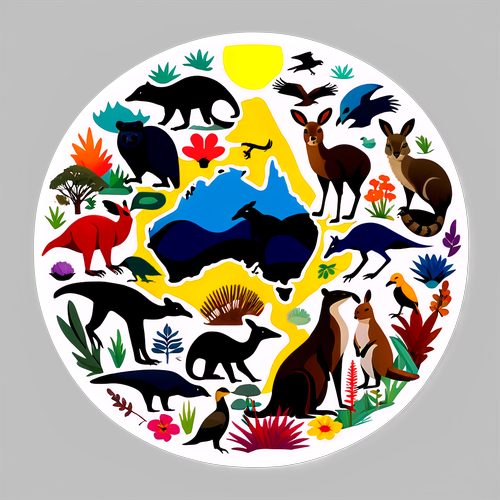 Villieläinteemainen tarra Australiasta