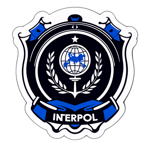Наклейка с логотипом Интерпола и шпионскими элементами