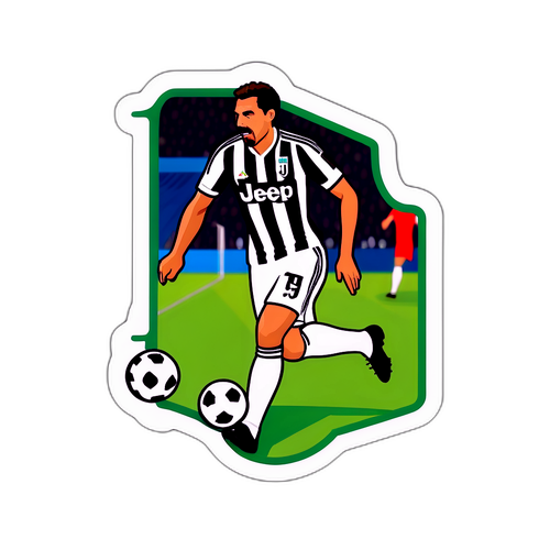 유벤투스의 상징적인 스트라이커 골 장면 스티커