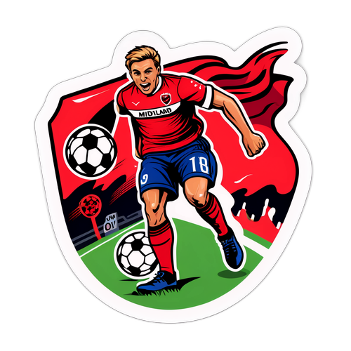 מדבקה חיה של כדורגל עם רוחות מזרחיות