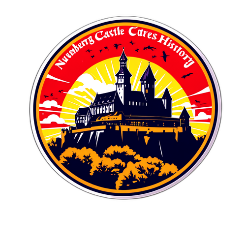 Sticker der Nürnberger Burg mit dem Text "Nürnberg – Über den Dächern der Geschichte!"