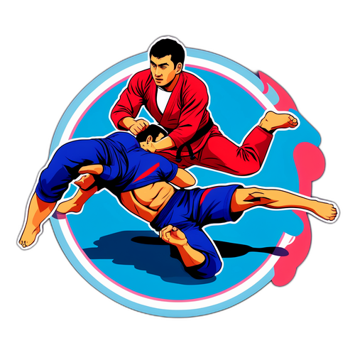 En dynamisk actionbild av Sharaputdin Magomedov i en grapplingrörelse