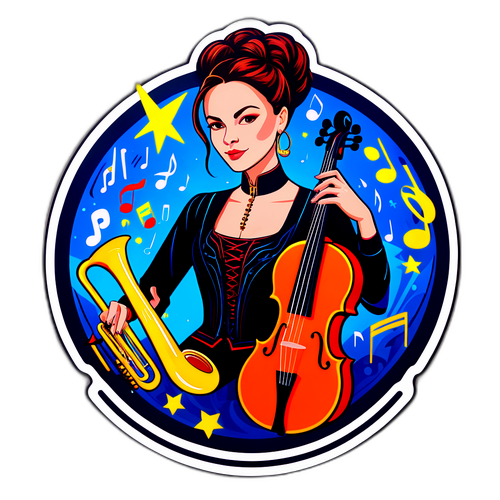 Samolepka Kamily Nývltové s rytmickými prvky a hudebními nástroji