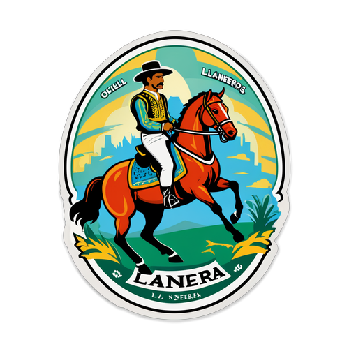 Diseño de un sticker de Llaneros con un Llanero montando a caballo