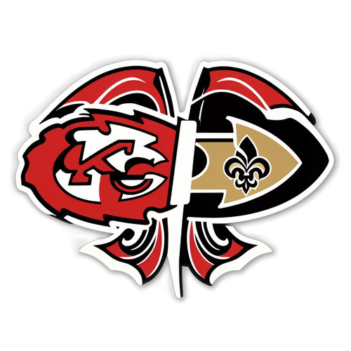 Epic Showdown: Kansas City Chiefs and New Orleans Saints Logos Unite in Rivalry Sticker!