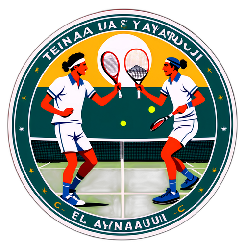 Un'illustrazione di un match di tennis vintage