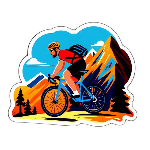 Desenho Trágico de um Ciclista nas Montanhas Carvide