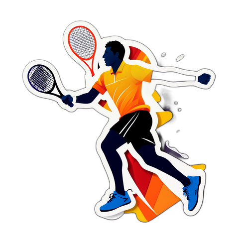 Reka Bentuk Sticker Elegan Siluet Pemain Tenis