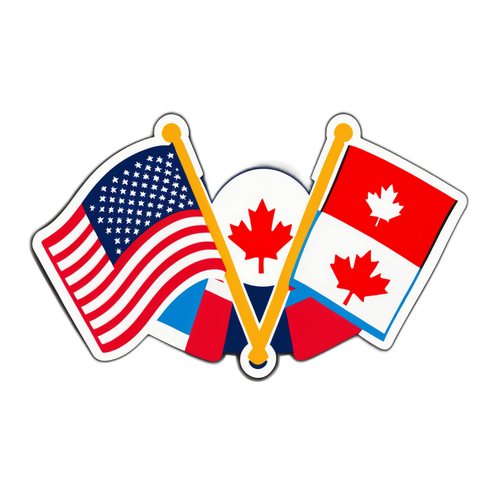 Наклейка с флагами Канады и США