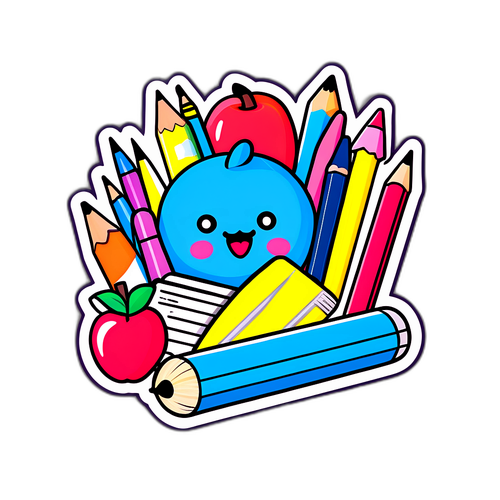 Playful School Supplies Sticker