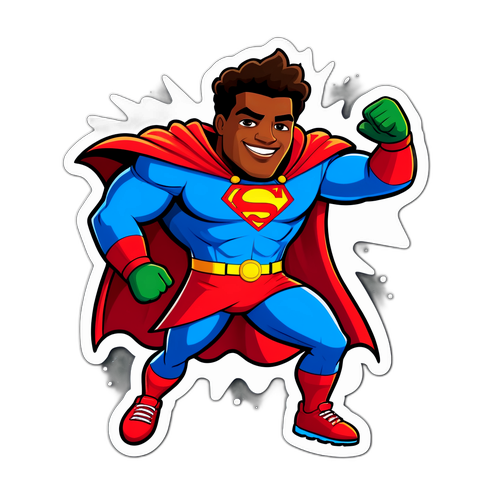Playful Football Superhero Sticker