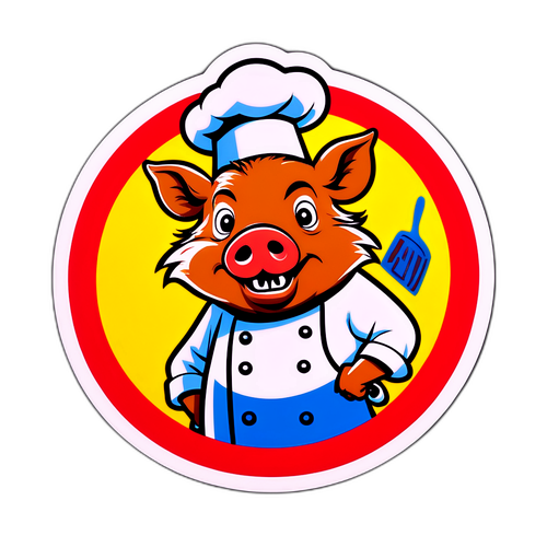 Humorous Boar Chef Sticker