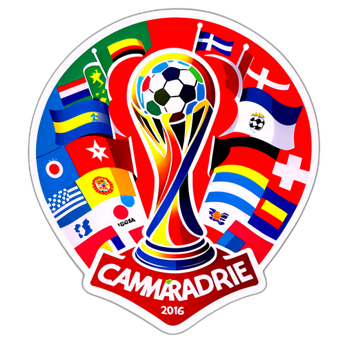 Thiết kế huyền bí với cúp FIFA và cờ các quốc gia tham gia