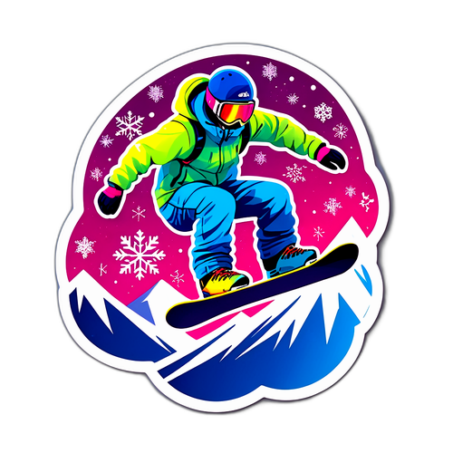 Adesivo Snowboarder in Azione