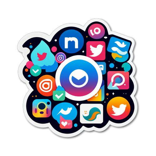 Meta Logo Sticker med Sociale Medier Ikoner