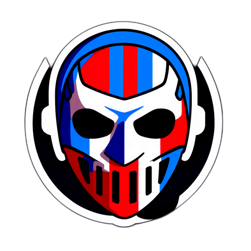 Sticker cu mască de fotbal pe un fundal colorat