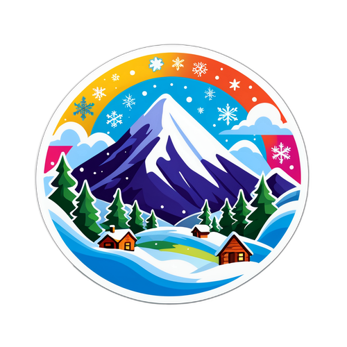 Farverig klistermærke af snevejr torsdag