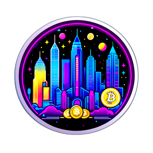 En futuristisk stad med bitcoin som valuta