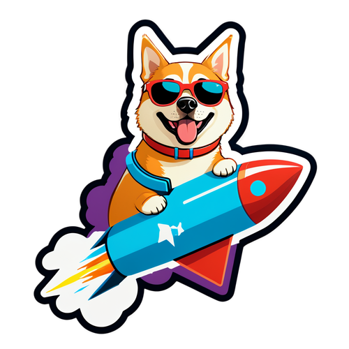 Hauska koira aurinkolaseissa rockettiajelulla – Dogecoinin taustalla!