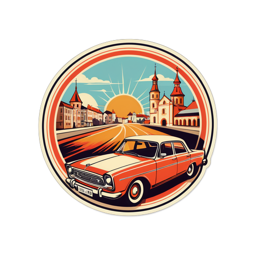 Ретро стиль Міргорода з застарілими автомобілями та художнім оформленням