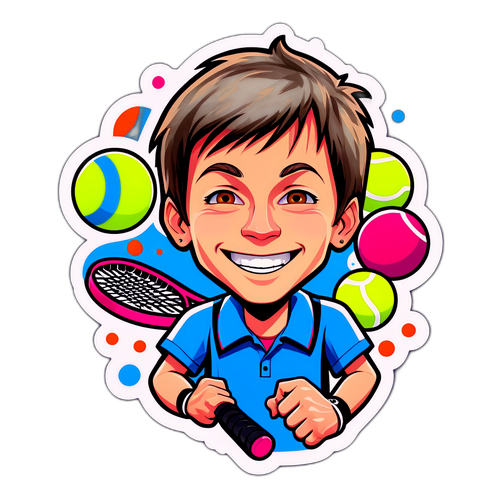 Sticker cu Jannik Sinner zâzând