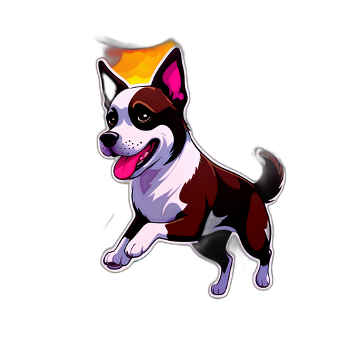 Un disegno giocoso di un cane di nome Musah in un parco vibrante