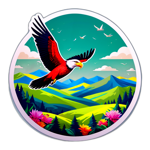 Чудовий орлан в небі над мальовничим ландшафтом