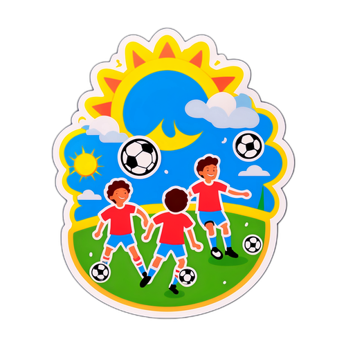 Reka Bentuk Cuaca Ceria dengan Pemain Bola Sepak