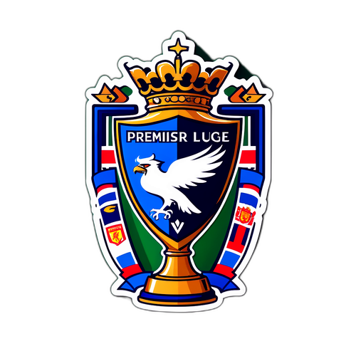 Трофей Англійської Прем'єр-ліги на фоні футбольного поля