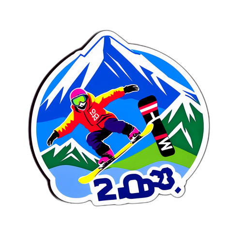 Lekent vinterlandskap med snowboarder