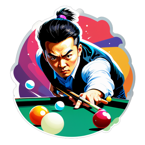 Sticker cu Zhao Xintong într-un joc intens de biliard