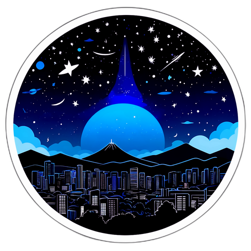 서울의 별빛 아래 밤하늘 일러스트