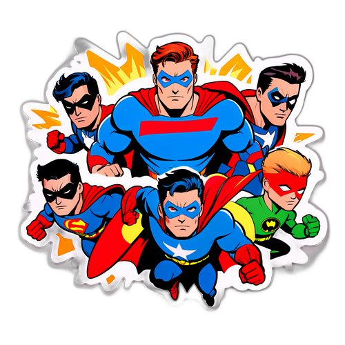 Groupe de super-héros en mode action