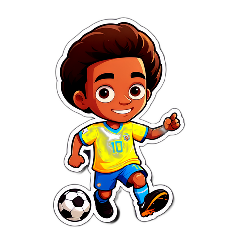 Dibujo de un personaje de caricatura jugando al fútbol