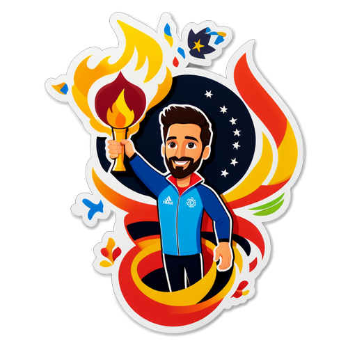 Tony Estanguet Portant la Flamme: Le Sticker Olympique Éblouissant à Ne Pas Manquer!