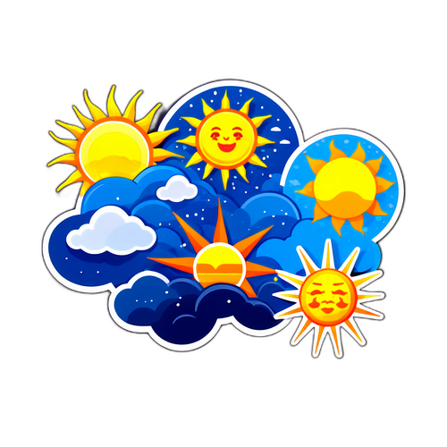 Nhãn dán thời tiết: Bão, Mưa, và Nắng