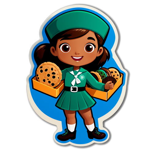 Playful Girl Scout Cookie Sticker