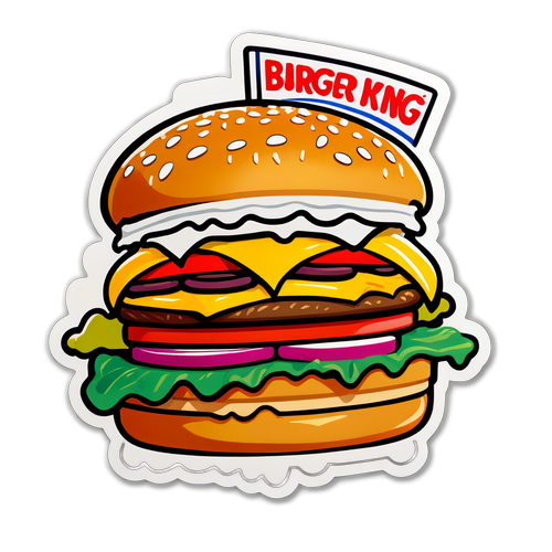 Dessin d'un géant hamburger avec les logos de Burger King et KFC