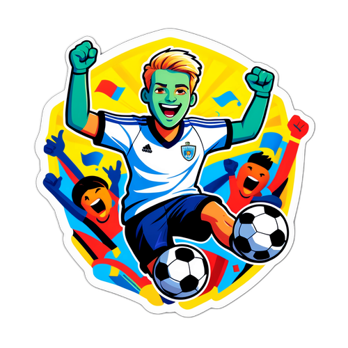 En tecknad fotbollsspelare av Oliver Kapanen