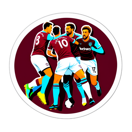 סטיקר ספורטיבי המתאר את המשחק המרגש בין ווסטהאם לנוטינגהאם פורסט