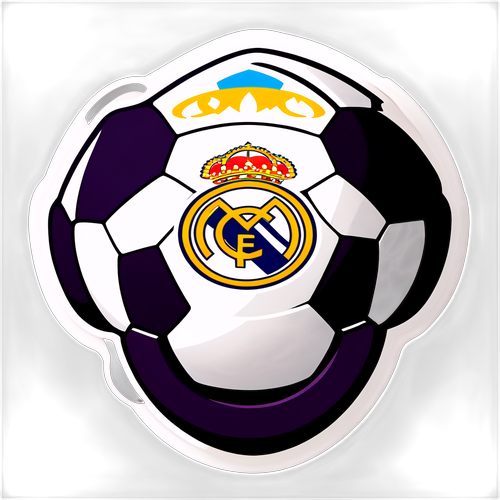 Diseño de sticker ilustrando un chupete de fútbol en los colores del Real Madrid con la frase 'Sabor a victoria'