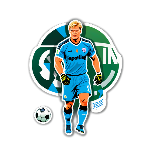 Autocollant d'Oliver Kahn gardant le but avec une citation inspirante sur l'excellence sportive