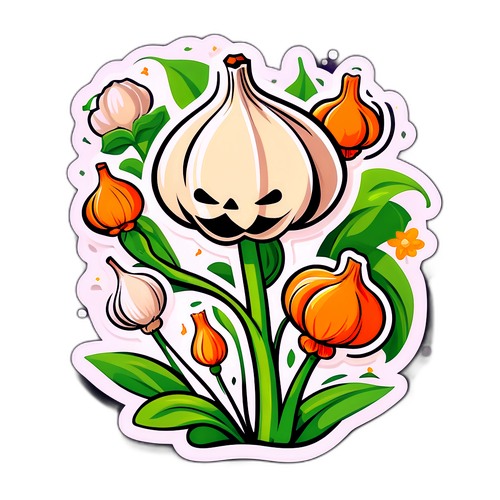 大蒜藤主題卡通角色貼紙