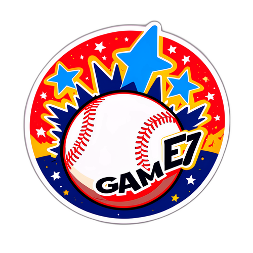 Isang Makulay na Sticker ng Baseball na may 'Game 7'