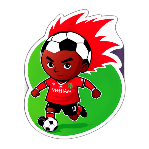 축구 공을 가진 에너지 방출 캐릭터 디자인