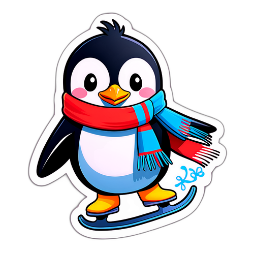 En söt pingvin som åker skridsko