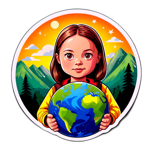 Stærk klistermærke af Greta Thunberg